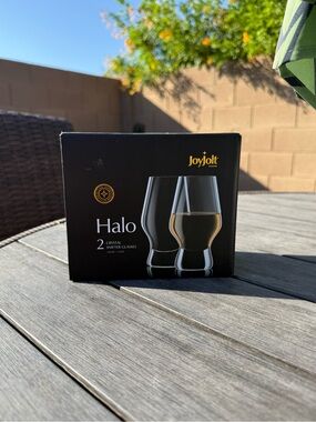 JoyJolt Halo Crystal Whiskey Snifter Glasses Set of 2 Bourbon Scotch Glasses